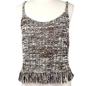 Lou & Grey Brown Bohemian Fringe Knit Sweater Tank Top